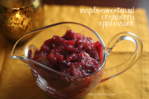 Maple Sweetened Cranberry Applesauce | FoodieTots.com