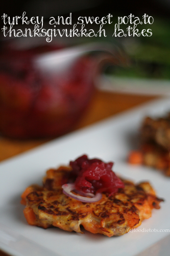 turkey sweet potato thanksgivukkah latkes | foodietots.com