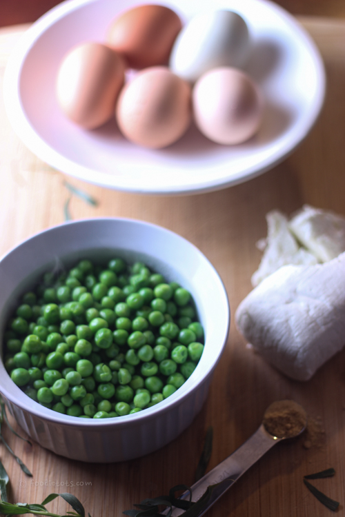 peas egg goat cheese recipe | foodietots.com