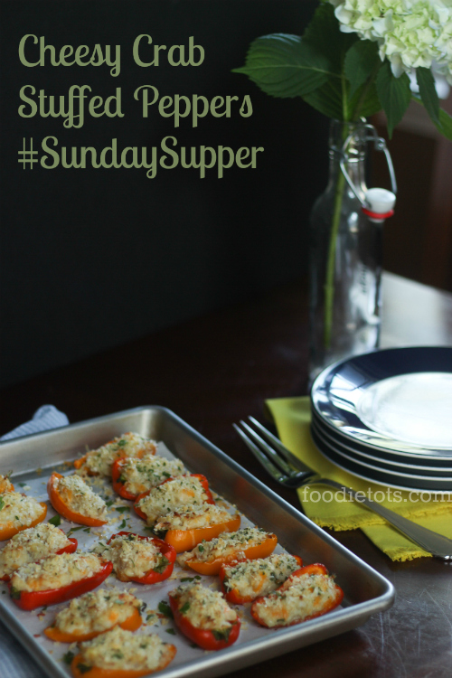 cheesy crab stuffed peppers #sundaysupper | foodietots.com