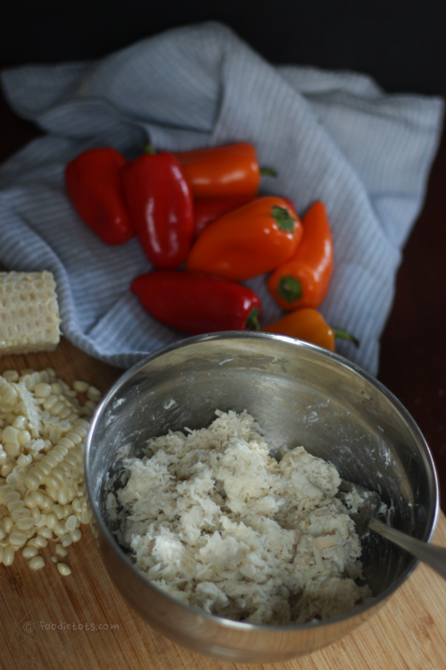 corn, crab and peppers | foodietots.com